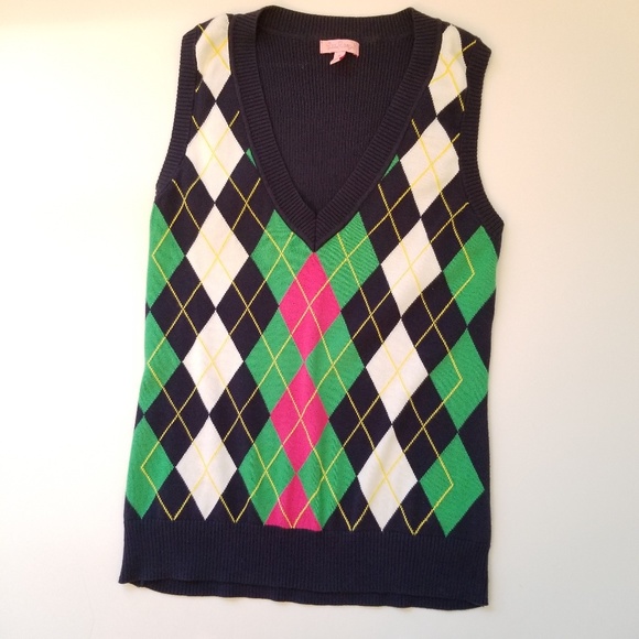 Lilly Pulitzer Sweaters - Lilly Pulitzer Navy Argyle Sweater Vest Sz M